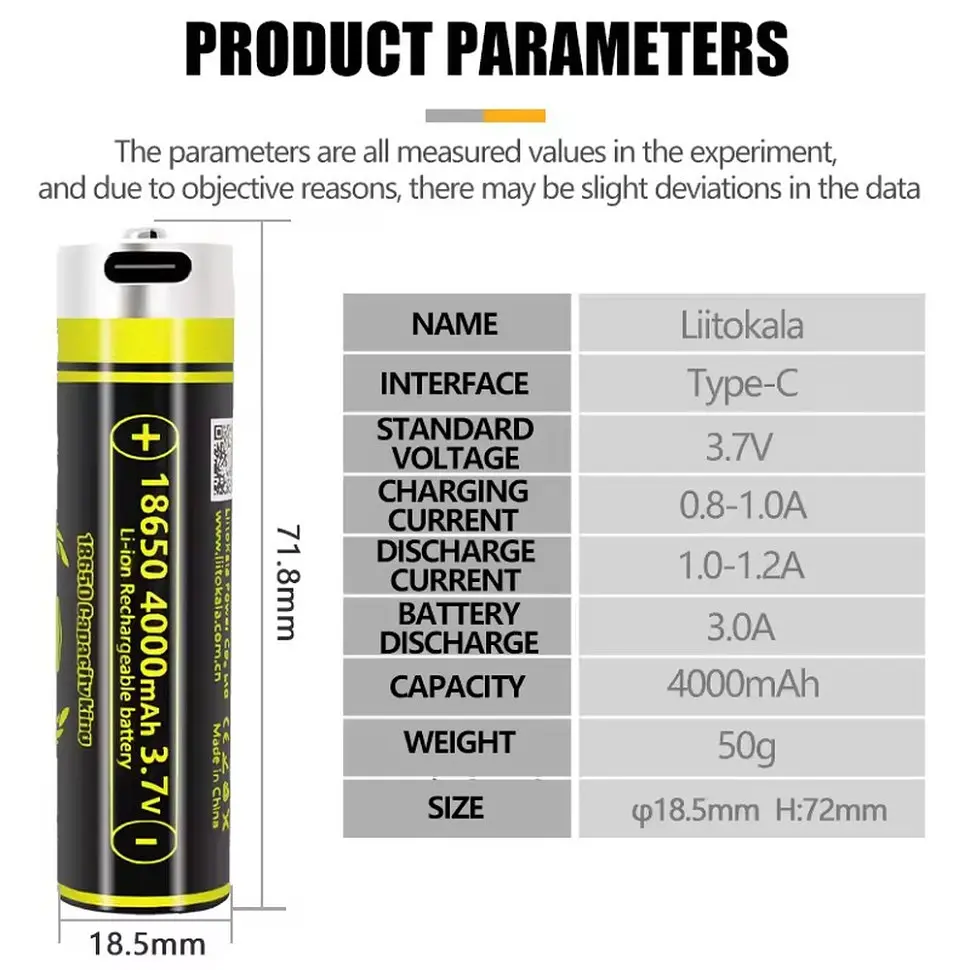 Акумулятор LiitoKala USB-King4000 18650 на 4000 mAh з USB - фото 5