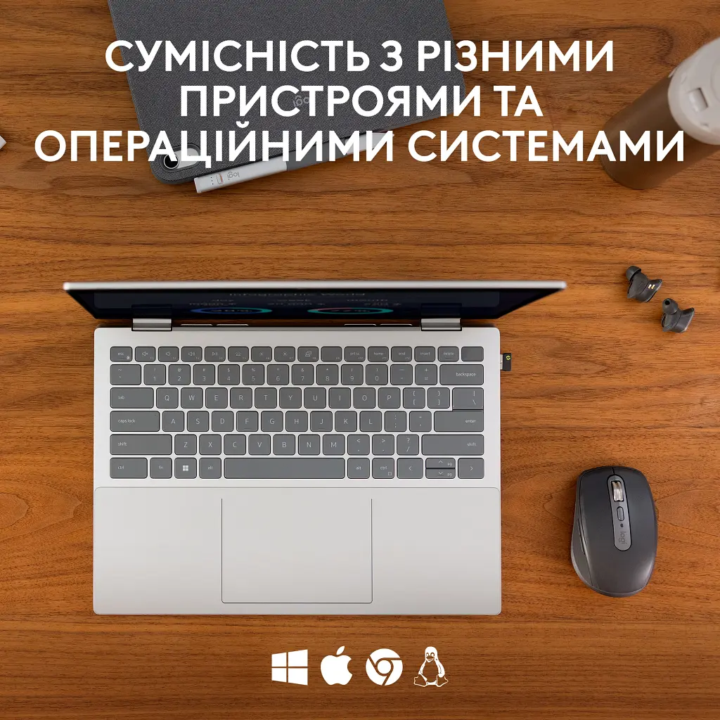 Мишка Logitech MX Anywhere 3S for Business Wireless/Bluetooth + Mouse Pad Studio Series Graphite (MX910-006958) - фото 9