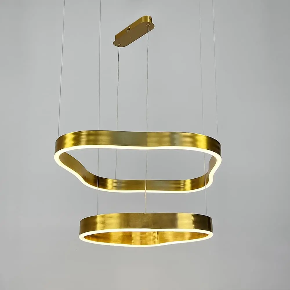 Необычная и эффектная люстра на 2 яруса 60+40 см в золотом корпусе Ст. PCL004-600*400 PGD | Line F - фото 6