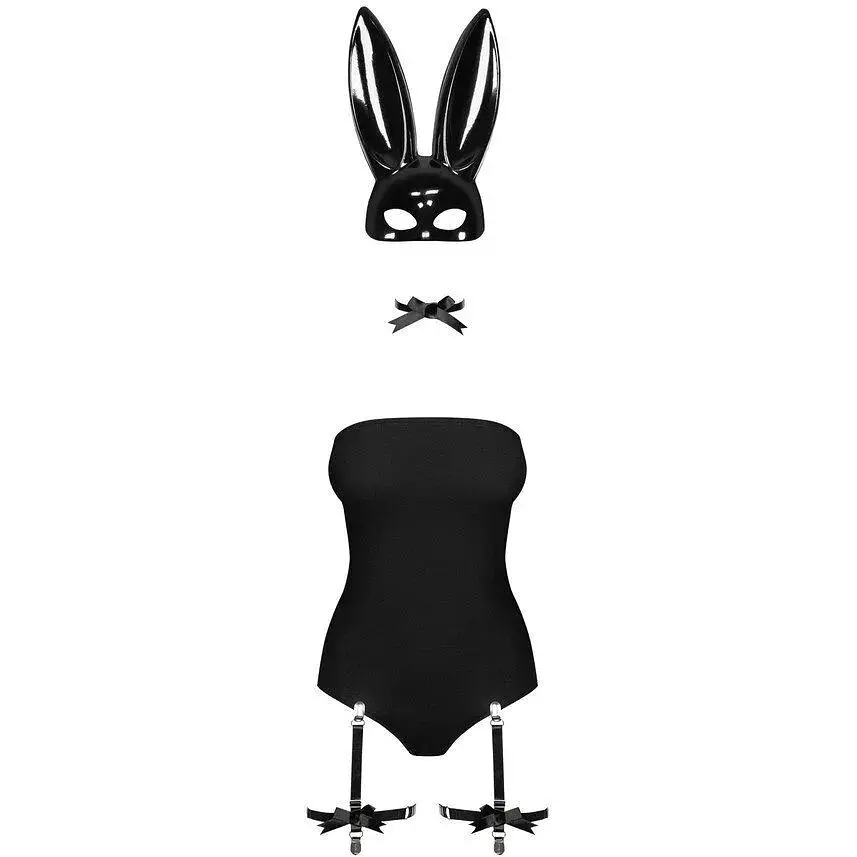 Эротический костюм кролика Obsessive Bunny costume S/M, Black - фото 3