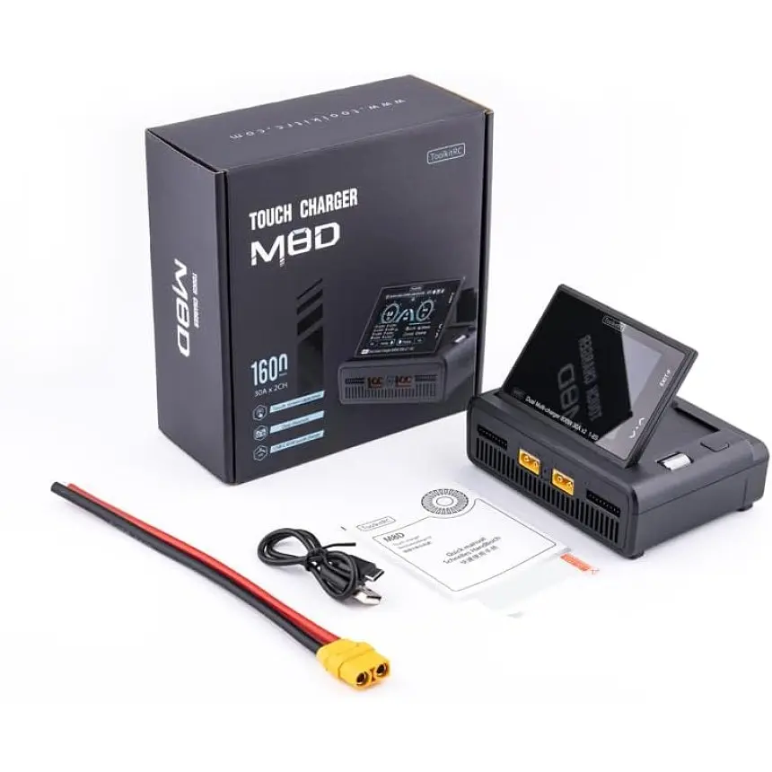 Двоканальний зарядний пристрій ToolKitRC M8D 1600W 50A для FPV 1-8S чорний (18759) - фото 2