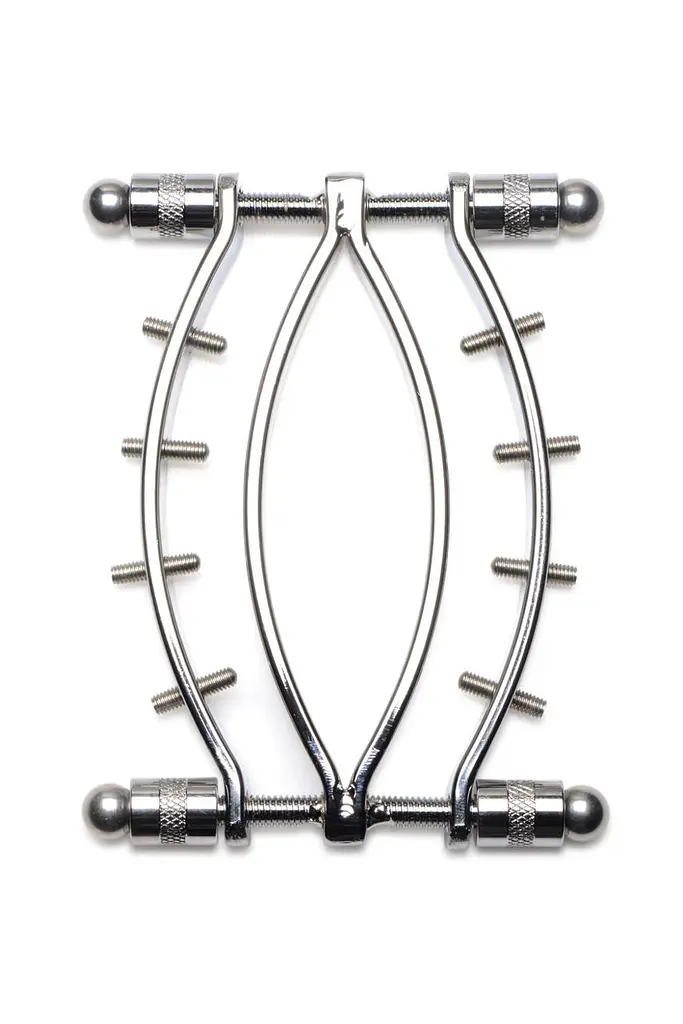 Затискач для статевих губ Master Series Spread'Em Poker Vagina Clamp with Adjustable Pressure Screws - фото 2