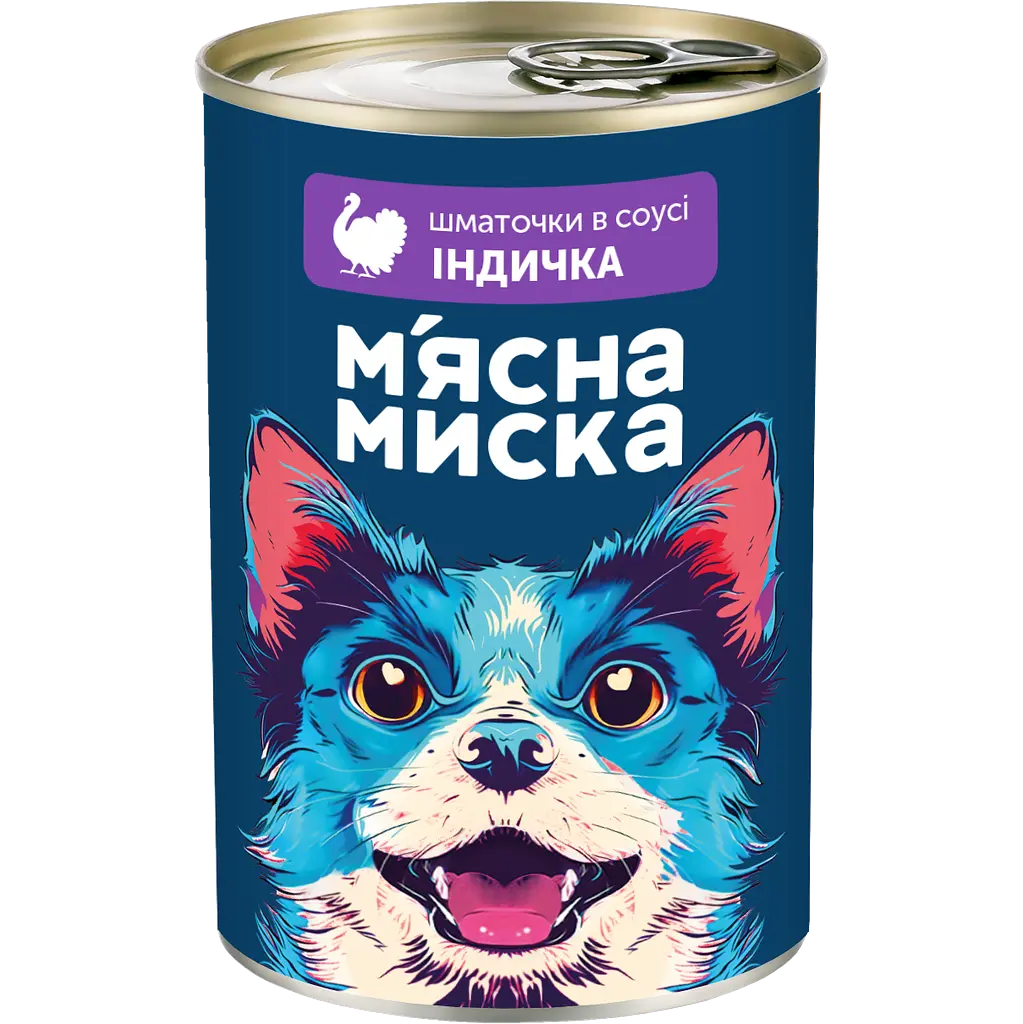 Набір вологого корму для собак М'ясна миска, шматочки в соусі з індичкою 8 шт x 415 г - фото 2