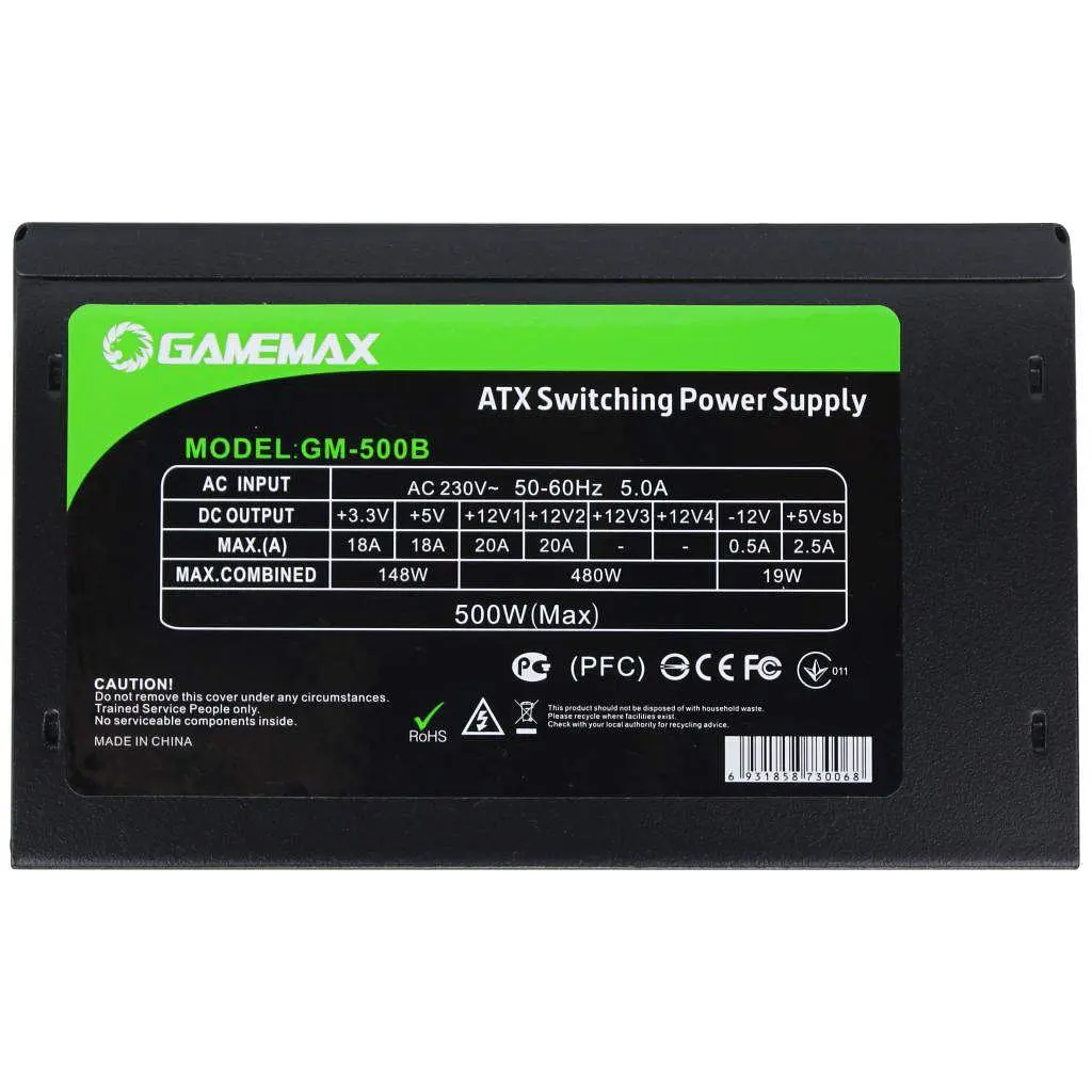 Блок живлення GameMax 500W 80+ Bronze (GM-500B) Black Б/в - фото 4