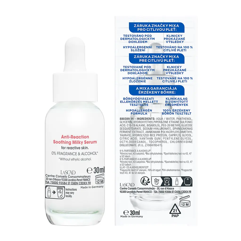 Сироватка з пантенолом Mixa Anti-Reaction Milky Serum для заспокоєння та зменшення подразнень чутливої шкіри обличчя 30 мл - фото 2