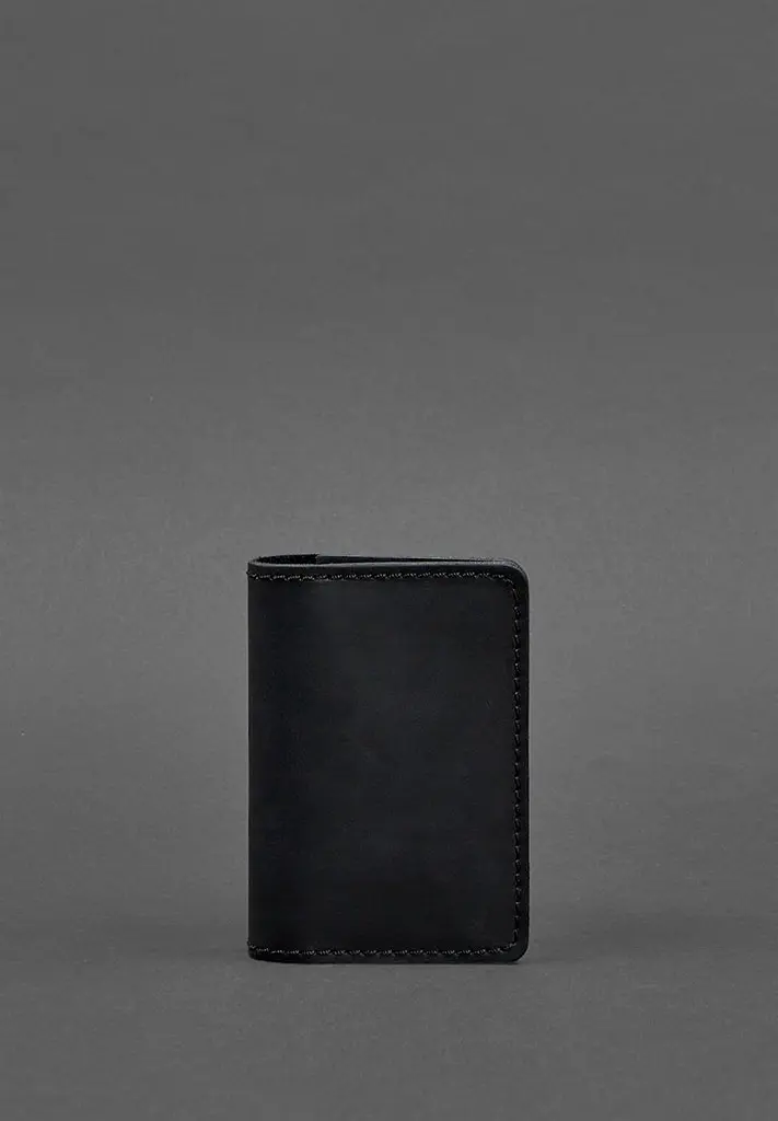 Кожаный кард-кейс (визитница) 6.0 черный Crazy Horse - фото 2