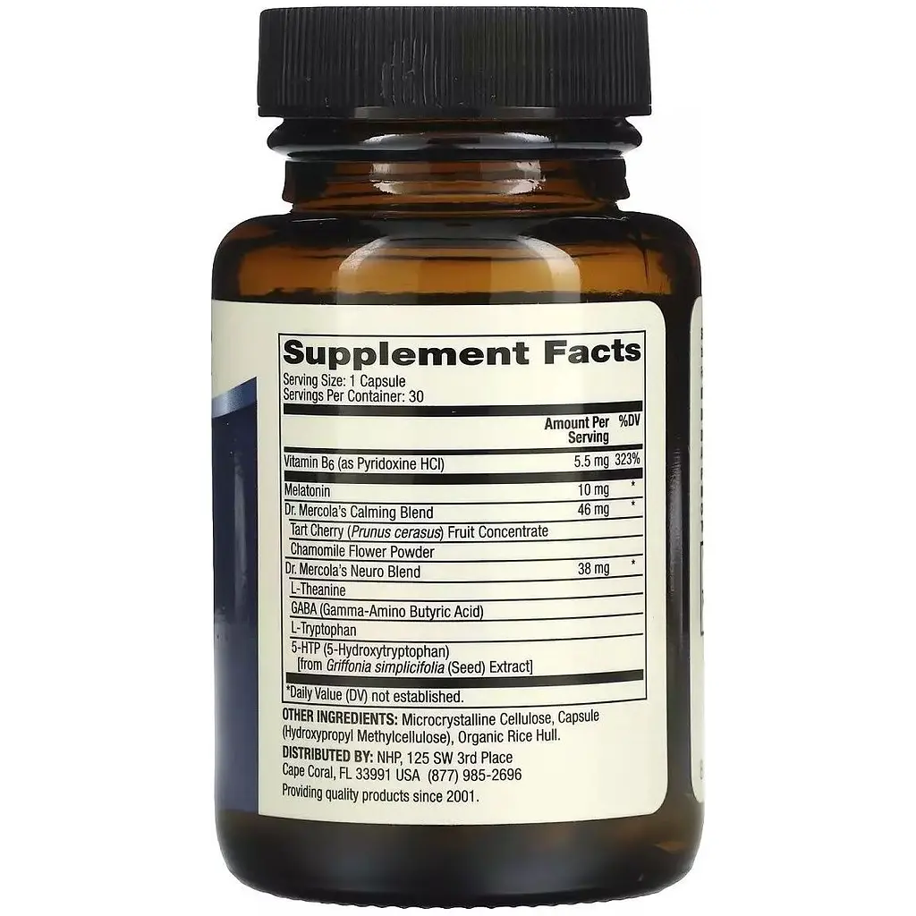 Поддержка сна с мелатонином Dr. Mercola Sleep Support 10 мг 30 капсул - фото 2