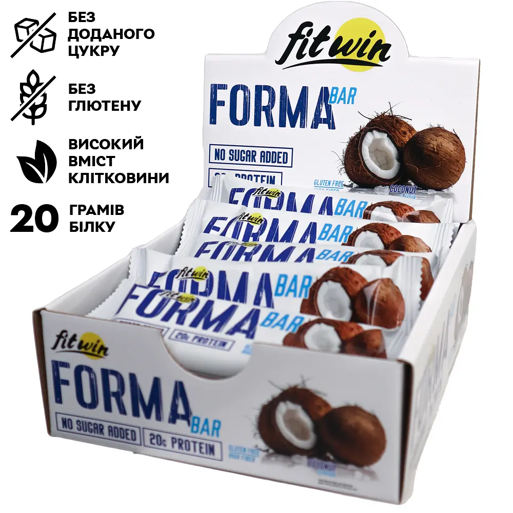 Батончик FitWin Forma Bar Кокос 720 г (12 шт. х 60 г) - фото 2