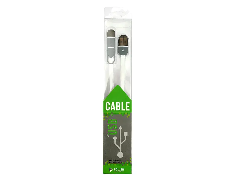 Кабель PowerPlant Quick Charge 2A 2-в-1 flat USB 2.0 AM – Lightning/Micro 1м white (KD00AS1292) - фото 2