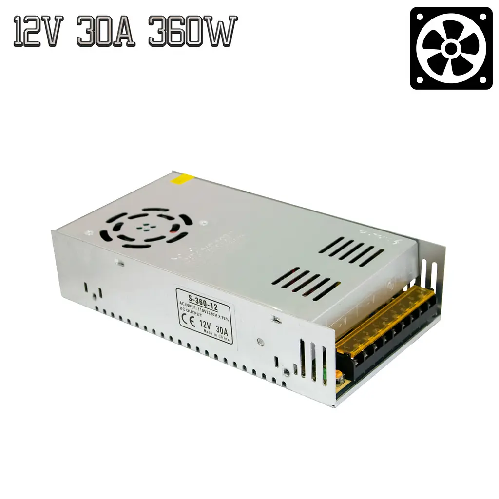 Імпульсний блок живлення для світлодіодної стрічки адаптер 12V 30A 360W AC-DC "S-360-12" Power Supply - фото 2