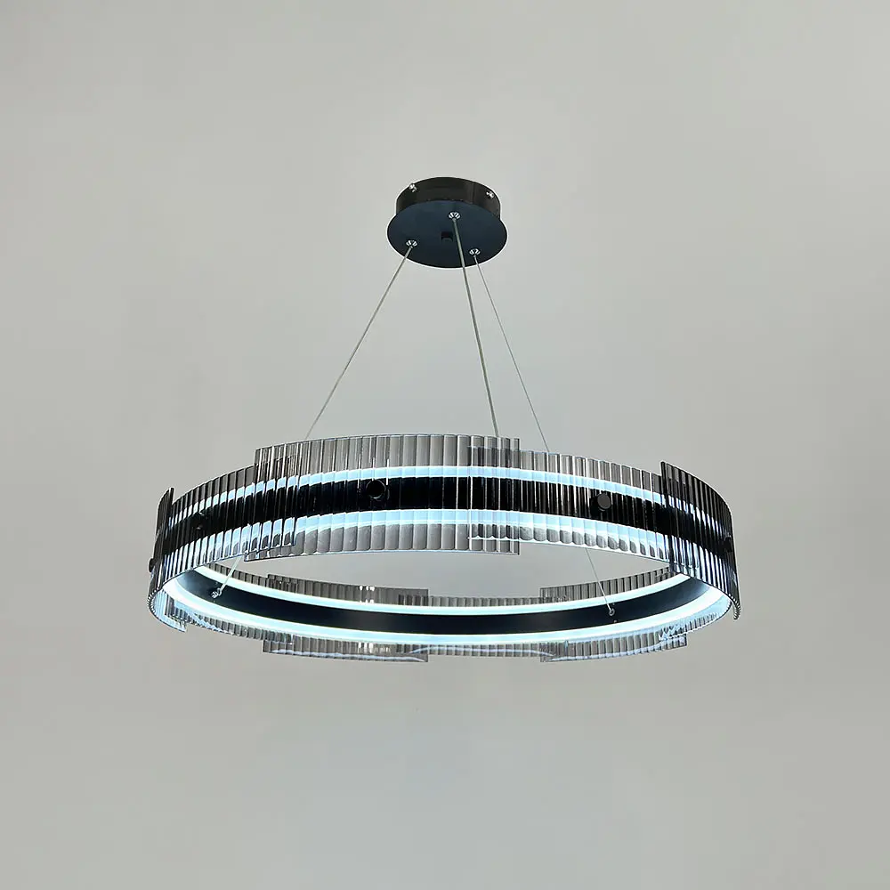 Черная кольцевая люстра с графитовыми пластинами Ø 80 см Line F | Ст. MJ233-800 BK - фото 5