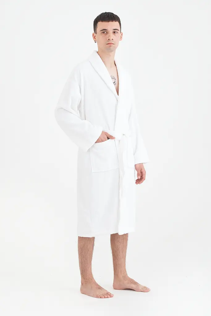 Халат махровый unisex Lotus Home - Basic Line white M - фото 4