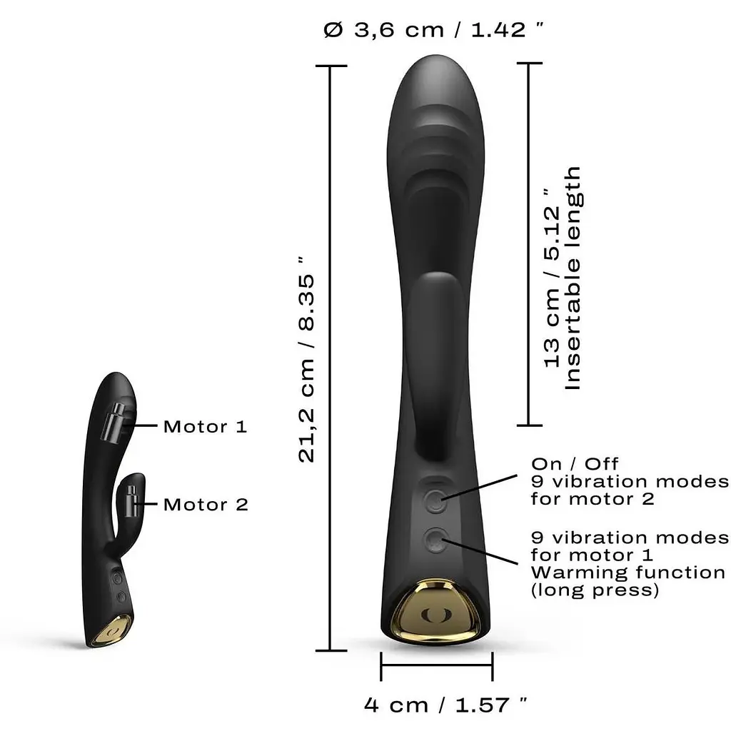 Вібратор-кролик з підігрівом Dorcel Flexi Rabbit Black Гнучкий стовбур - фото 6