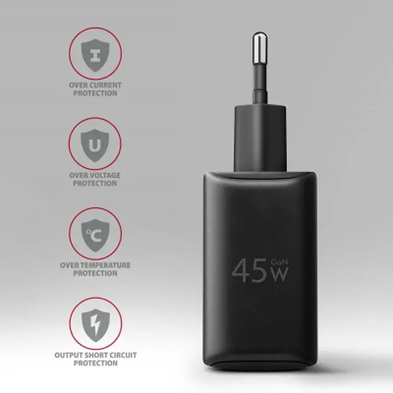 Зарядний пристрій AXAGON 1xUSB QC4.0 + 1xUSB-C PD45W PPS black (ACU-PQ45) - фото 6