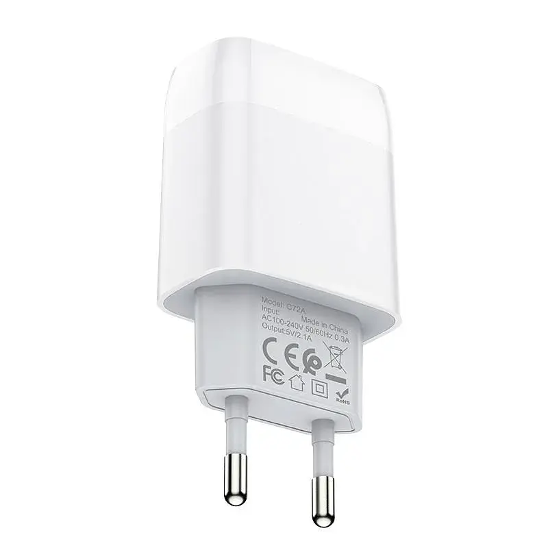 Зарядний пристрій Hoco C72A Glorious (1USB, 2.1А) White (6931474712998) + кабель Lightning - фото 4