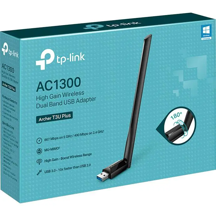 WiFi-адаптер TP-Link Archer T3U Plus USB 3.0 Wi-Fi 5 (AC) (Archer T3U Plus) - фото 3