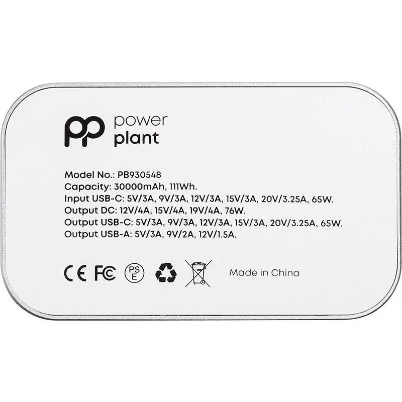 Мобільна батарея PowerPlant 30000mAh, PD 76W, DC 12-19V 10 конекторів, USB-C, USB-A QC3.0 - фото 3