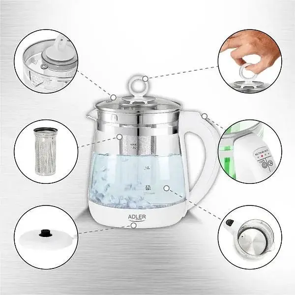 Чайник электрический Adler AD 1299 Стеклянный с заварником 1.5 л - фото 7