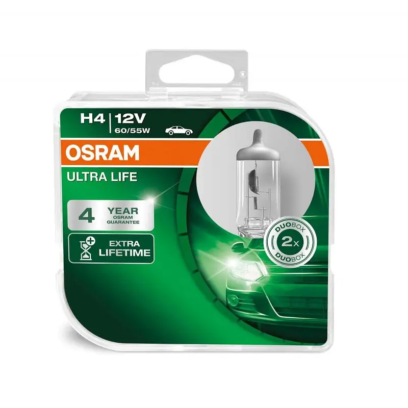 Комплект галогенових ламп OSRAM 64193ULT UltraLife H4 60/55W P43t 12V 10X2 HardDuopet - фото 2