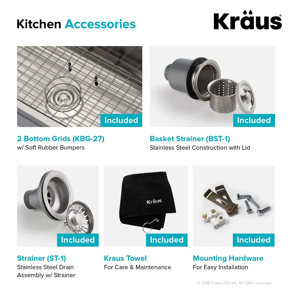 Кухонная мойка двойная Kraus Premier KBU27, Нержавеющая сталь - фото 11