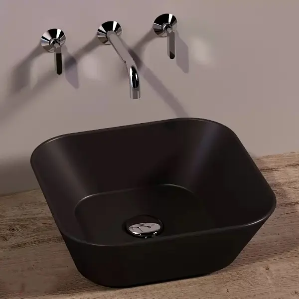 Умивальник Simas Wave 42 см квадратний Black matt Чорний матовий WA03NM - фото 2