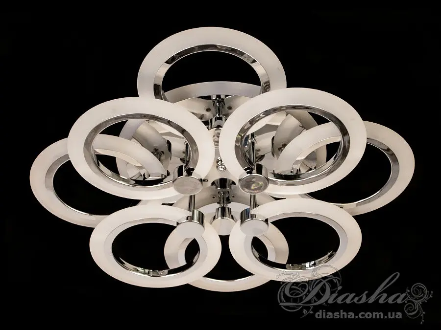Люстра стельова LED Diasha A8022/4+4HR, 110W, 3200K-6000K, хром, сучасний стиль для дому - фото 3