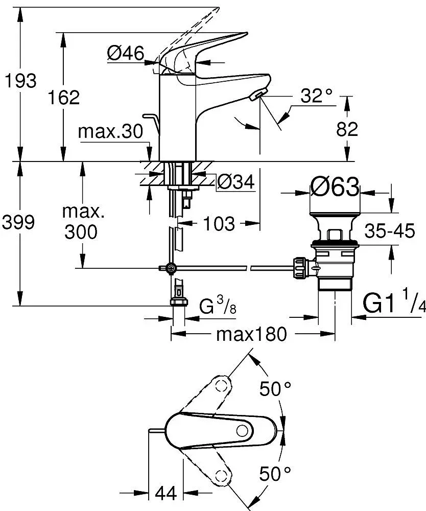 Змішувач для умивальника S-Size Grohe Euroeco 23262001 Хром - фото 5