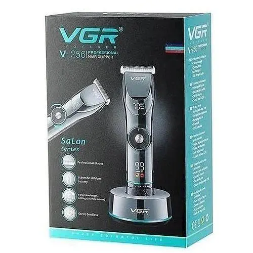 Машинка для стрижки волосся VGR V-256 LED-дисплей акумуляторна 6 насадок 2500mAh 5W Black - фото 5