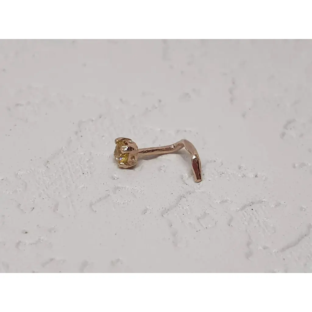 Золота сережка-пірсинг Dear в ніс Dear с фіанітом. 1017.3 Жовтий - фото 2