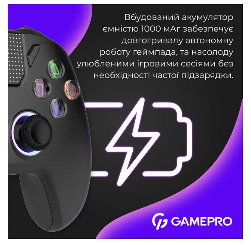 Геймпад Bluetooth джойстик GamePro GPS-13B Bluetooth 5.3/USB (PC/iOS/Android/PS3/PS4) DualShock RGB Black - фото 14