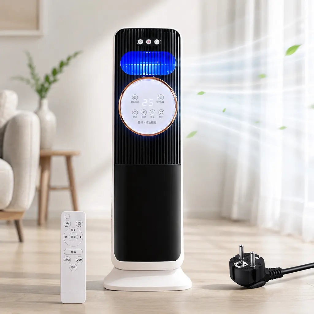 Кондиціонер підлоговий 2в1 з LED-дисплеєм 2000 Вт + пульт ДУ / Колонний керамічний тепловентилятор стаймером X-719 - фото 6