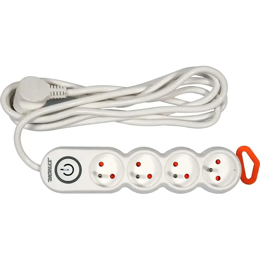 Удлинитель сетевой Sthor 3 м 4 гнезда и включатель 3-жильный 1.5 мм² с заземлением белый (72354) - фото 2