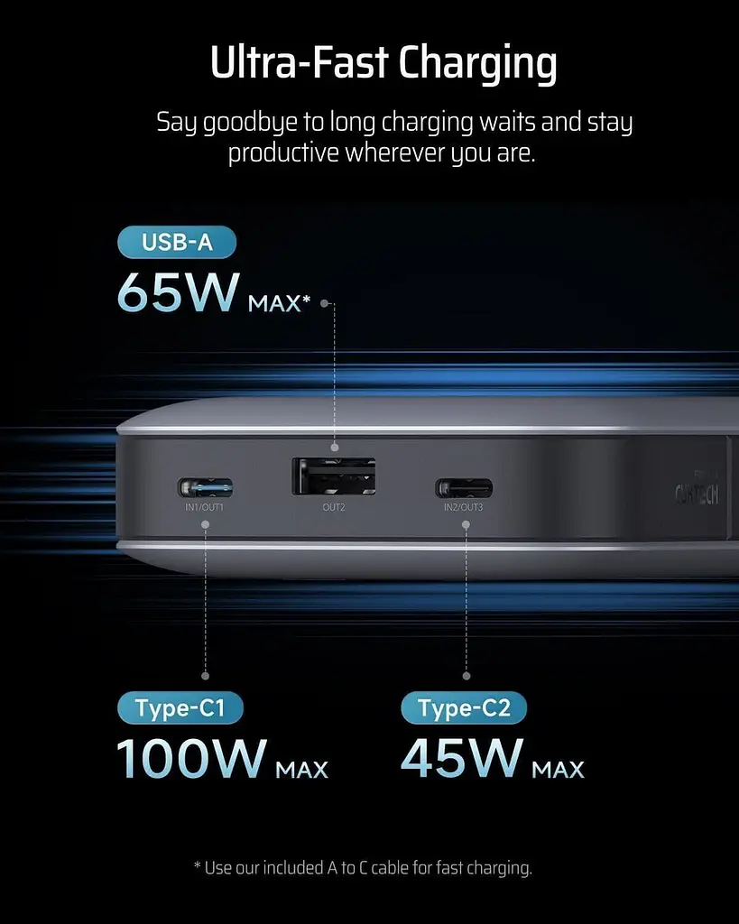 Аккумулятор портативный CUKTECH PB250 25000mAh 210W серый - фото 5