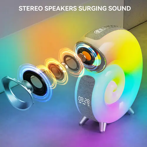 Акумуляторний нічник G-Smart N70 RGB з годинником та Bluetooth колонкою (Білий) - фото 5