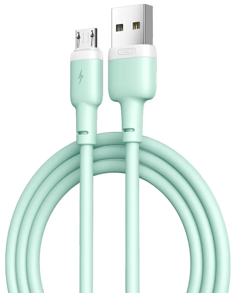 USB Кабель XO NB208 MicroUSB Liquid Silicone 2.4A 1.0m Зелений