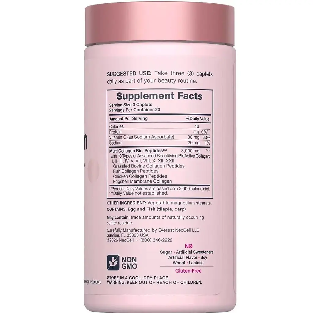 Мультиколагенові біо-пептиди Neocell Multi Collagen Bio-Peptides Protein 60 каплет - фото 2