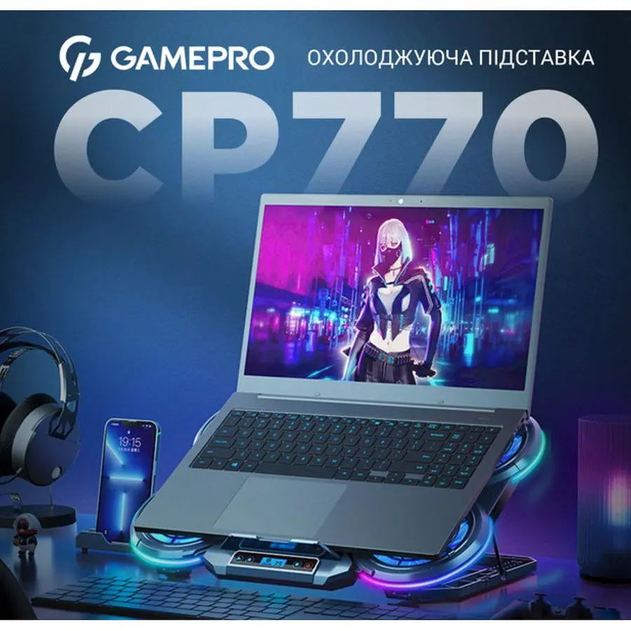 Охолоджувальна підставка для ноутбука до 18 дюймів GamePro GPCP-770 6xfans - фото 10