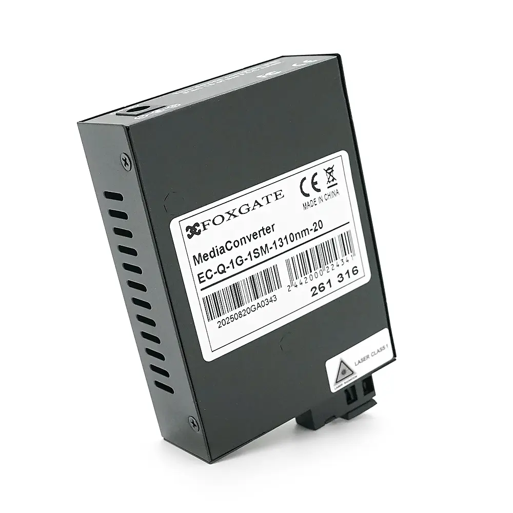 Медіаконвертер FOXGATE EC-Q-1G-1SM-1310nm, 1310 WDM, 1x10/100/1000 Base-Tx, одноволоконний Full/Half duplex, SC 20km (0+70°C), + блок живлення 5V 1A - фото 3
