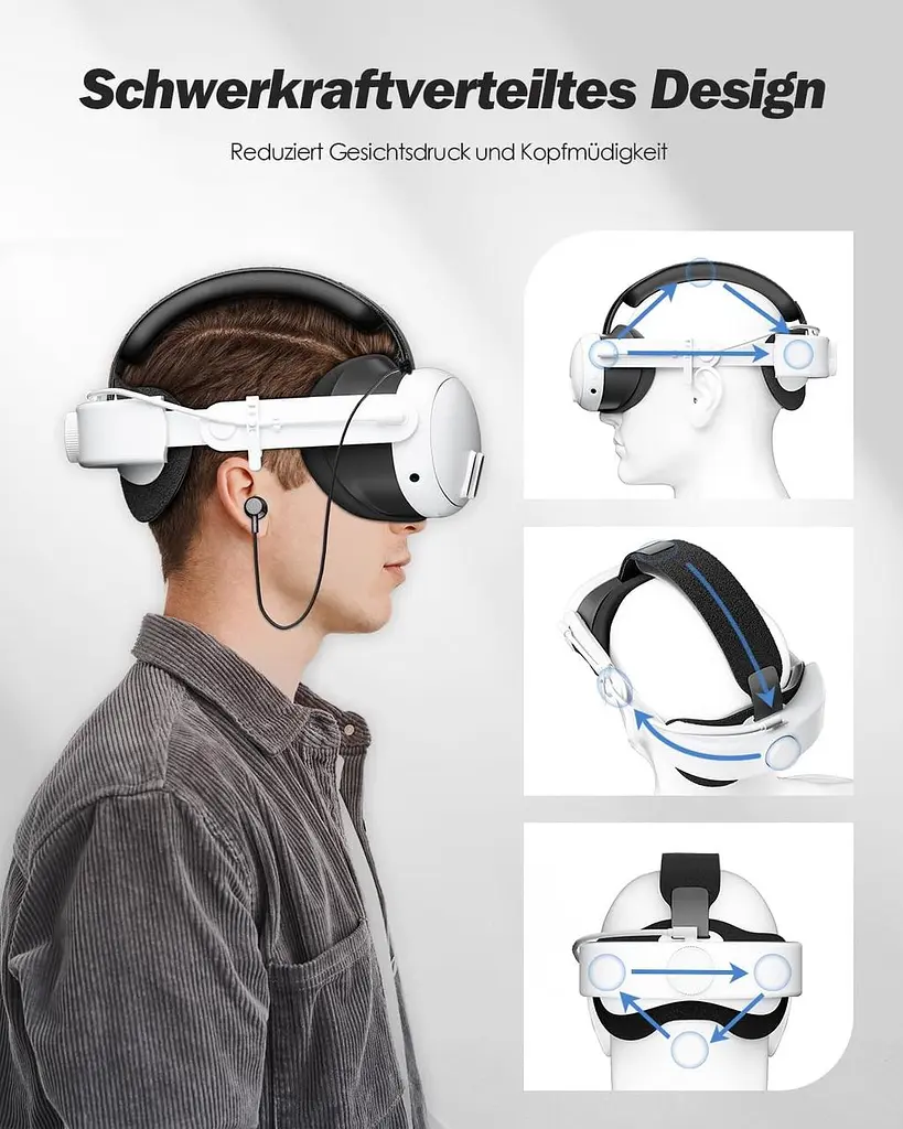 Ремешок SUPERUS Elite с аккумулятором для Meta Quest 3S/Quest 3 - Ремешок для головы с аккумулятором с наушниками для аксессуаров - фото 5