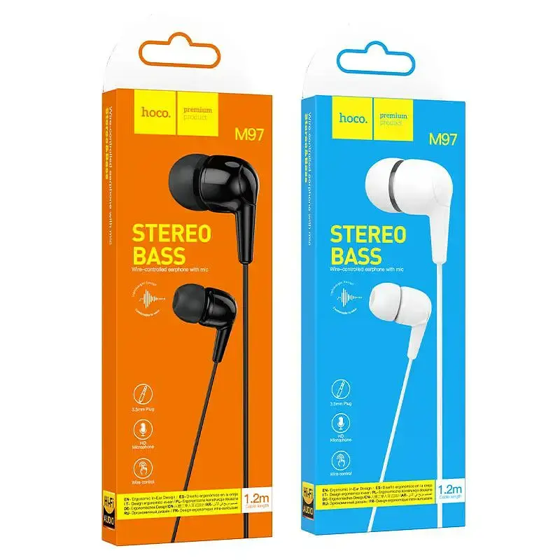 Навушники вакуумні Hoco M97 Enjoy universal earphones with microphone (Чорний) - фото 3