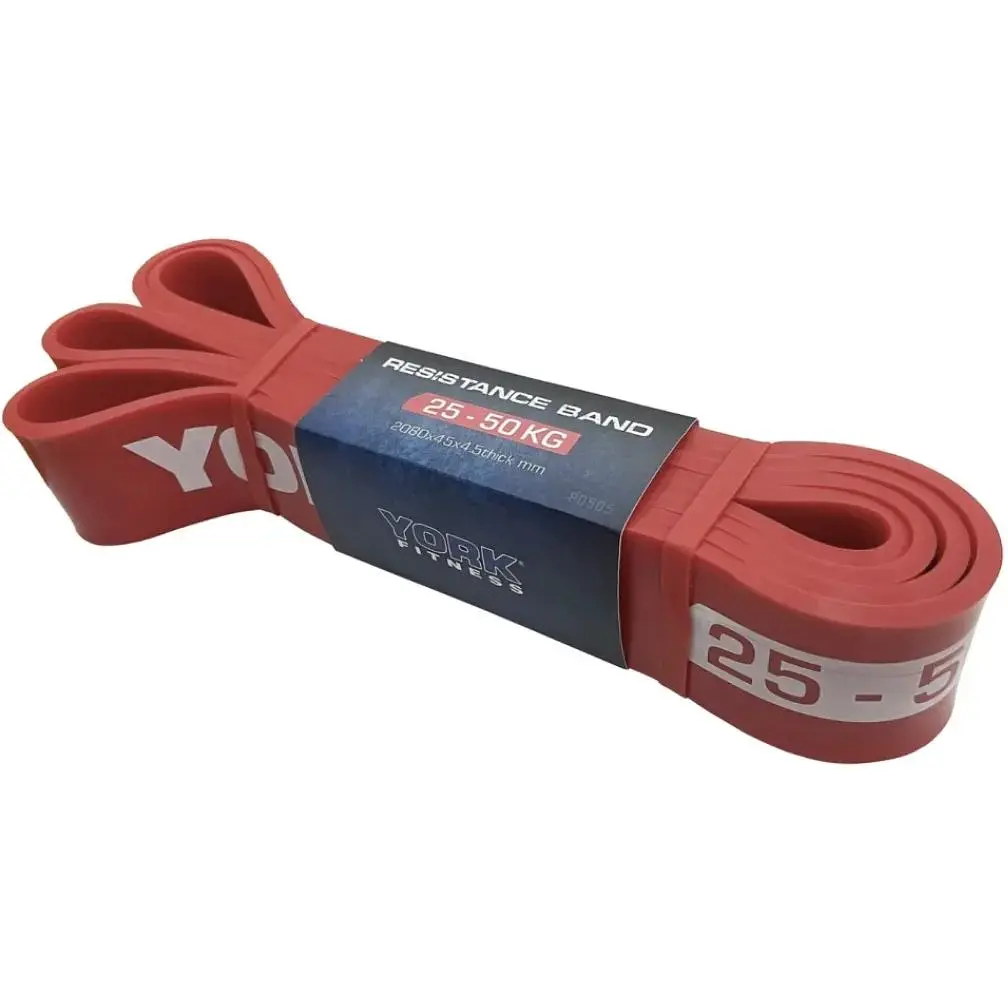 Резинка для фітнесу York Fitness 25-50кг - 2080x45x4,5 мм, червоний - фото 3