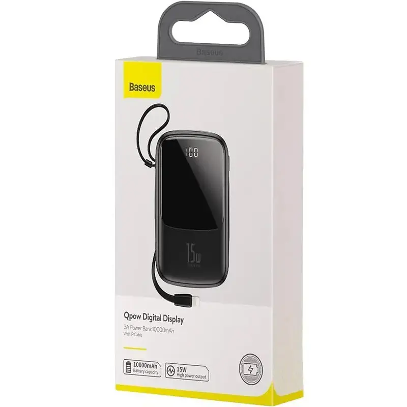 Портативна батарея Powerbank Baseus Q-Pow Digital Display With Type-C Cable 10000 mAh PPQD-A01 Black - фото 6