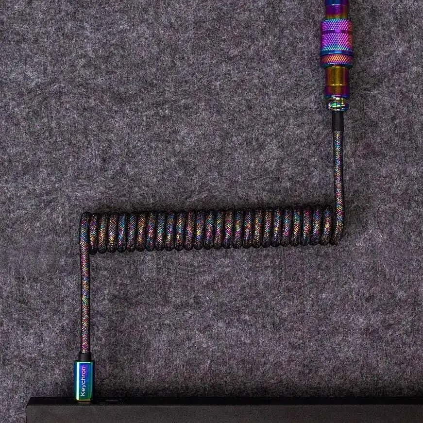 Кабель Keychron Type-A/Type-C Premium Coiled Aviator Cable-Straight Rainbow Palted black (CAB5_KEYCHRON) - фото 3