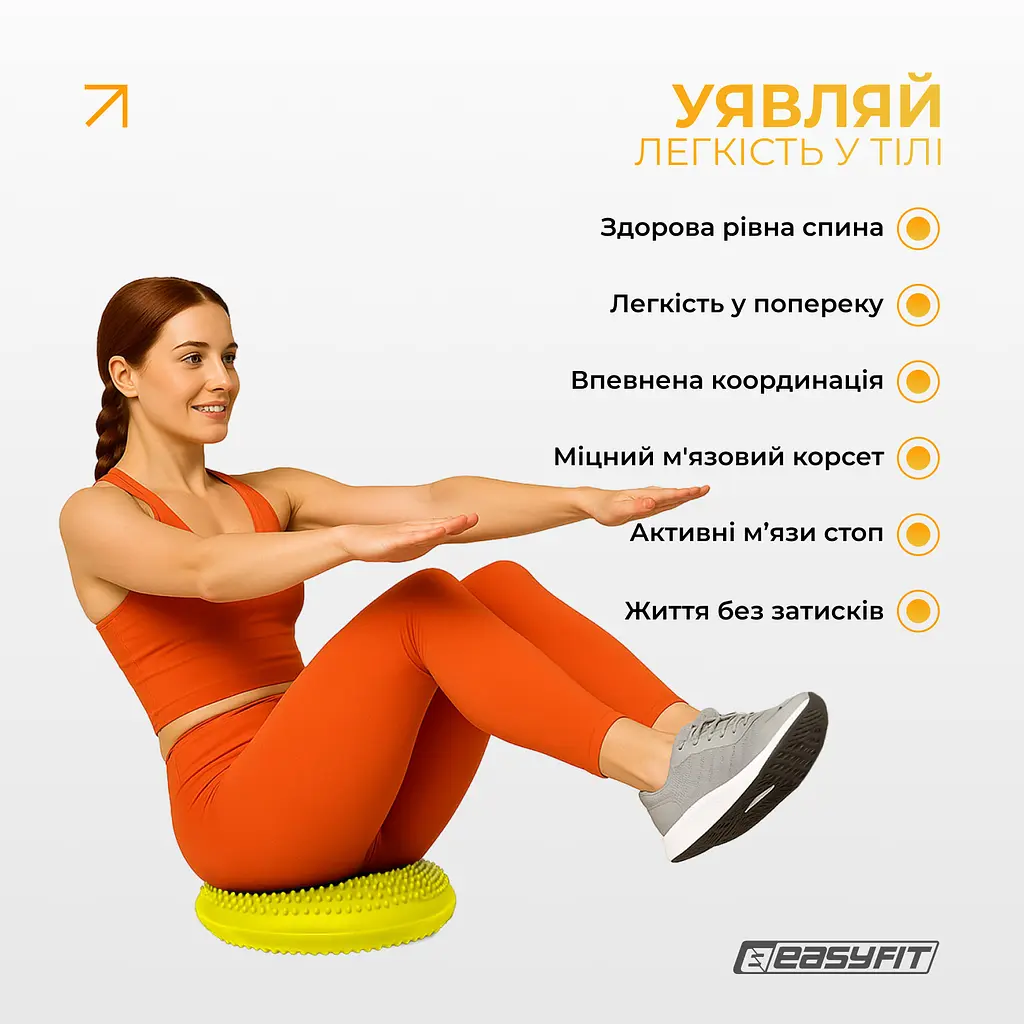 Балансувальна масажна подушка EasyFit жовта - фото 2