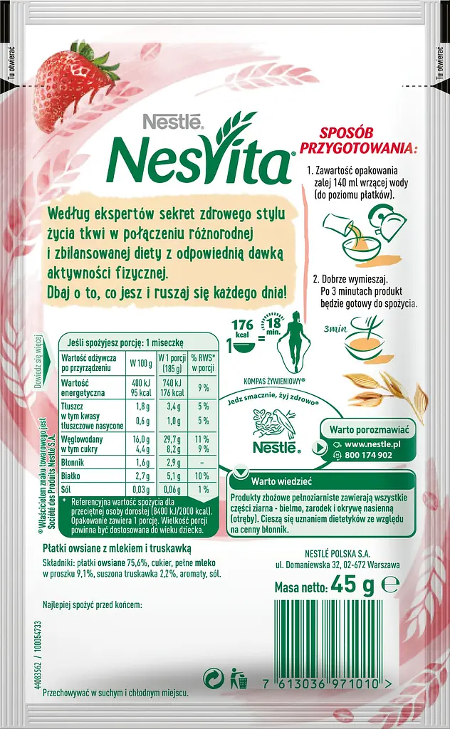 Каша овсяная Nesvita сладкая с молоком и кусочками клубники 45 г - фото 2