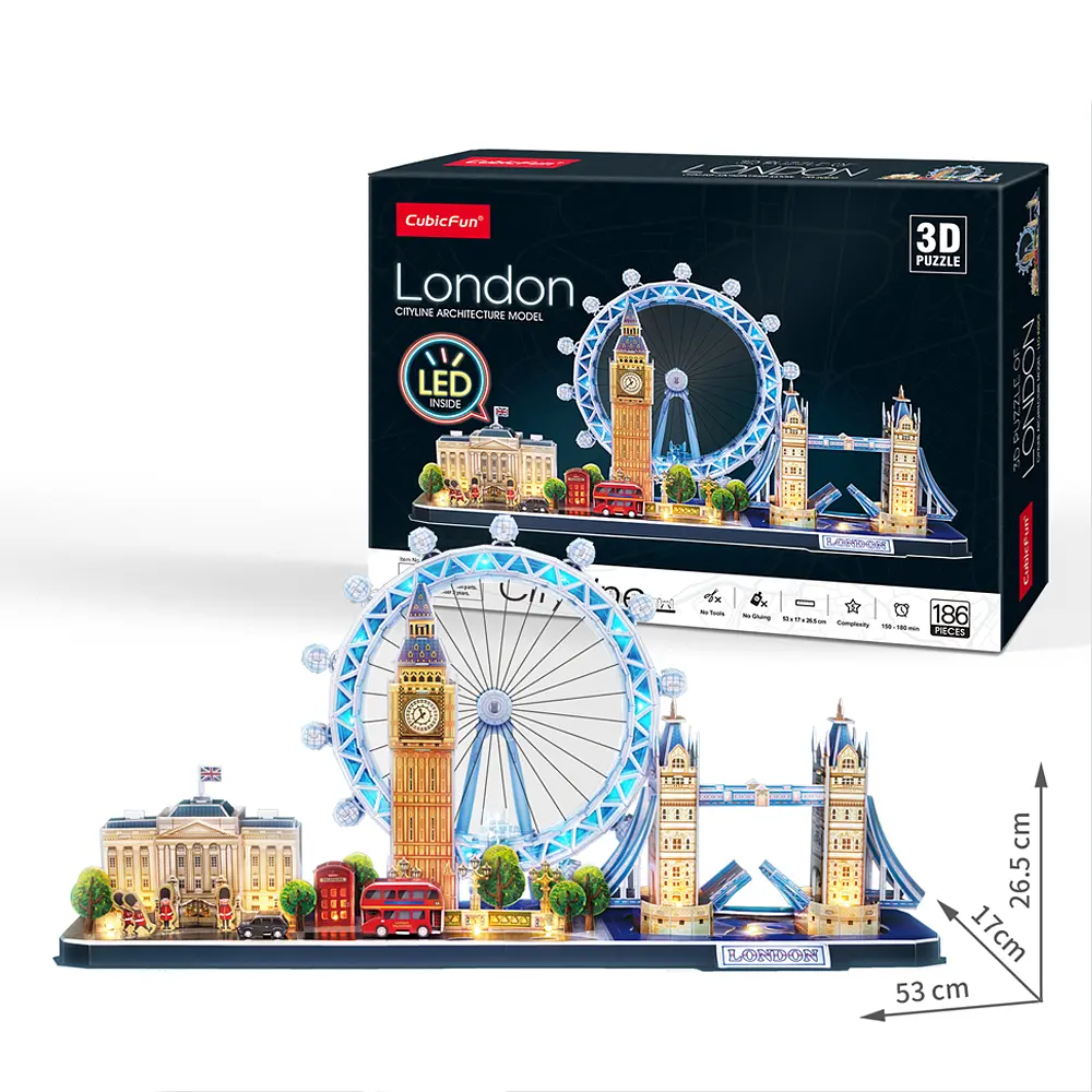 Тривимірна головоломка-конструктор CubicFun City line з LED підсвіткою Лондон (L532h) - фото 3