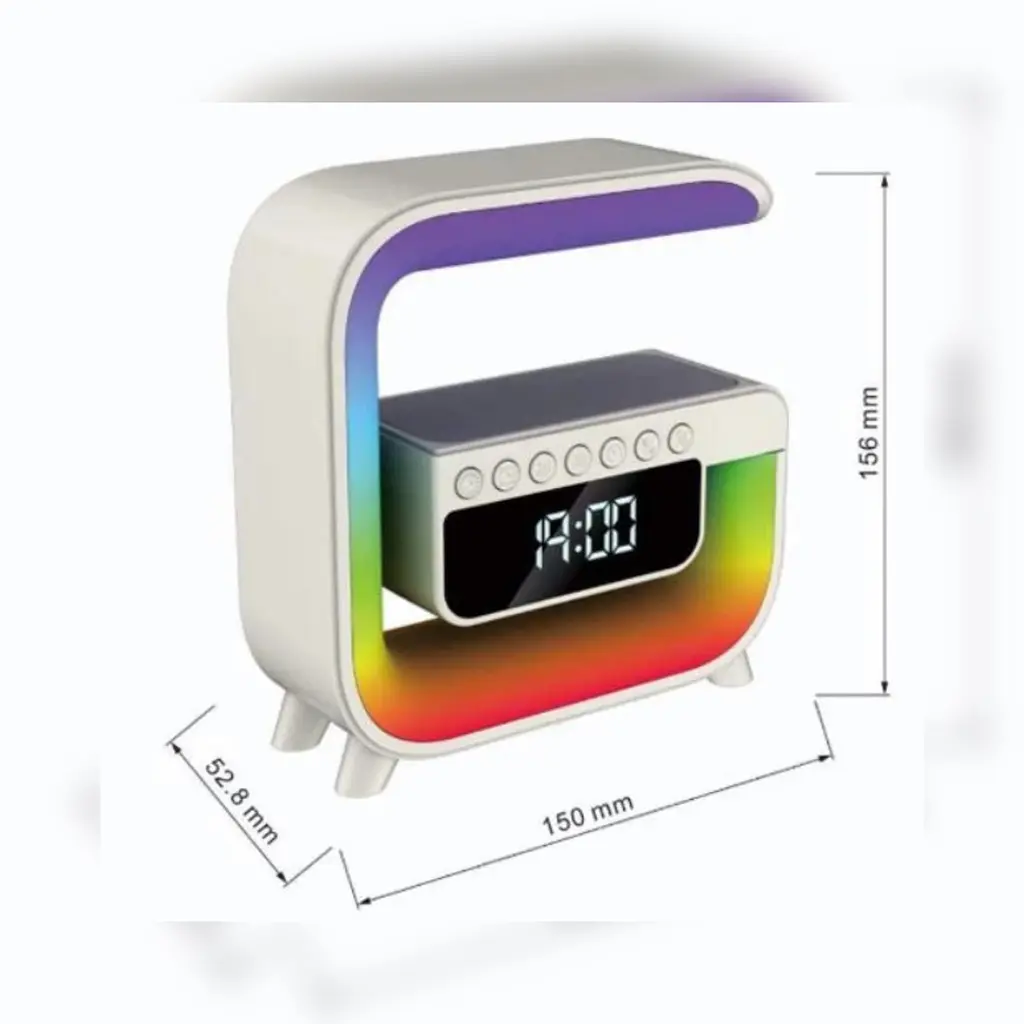 Лампа-ночник XM-G3 Mini Колонка Беспроводное ЗУ Часы RGB белый - фото 2