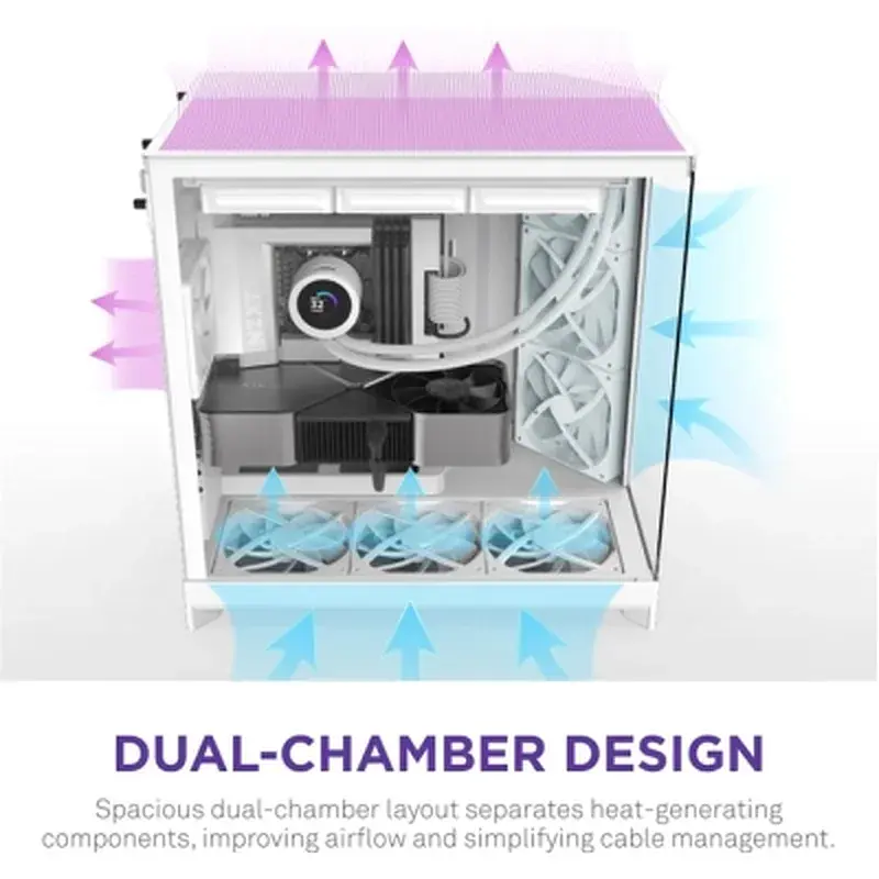 Корпус для ПК NZXT H9 Flow Dual-Chamber All White (CM-H92FW-01) - фото 6
