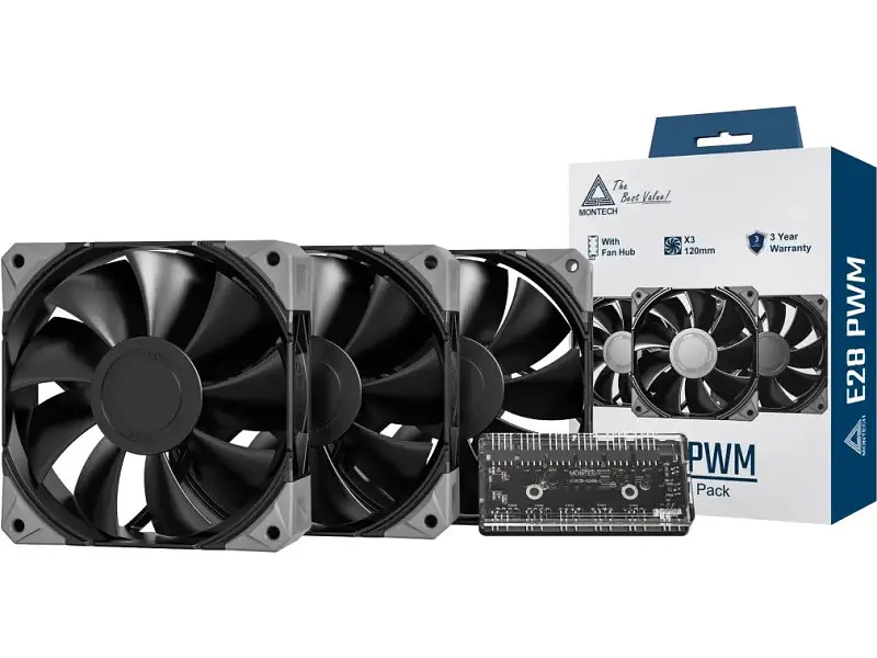 Корпусний вентилятор Montech E28 PWM 3-Pack Black - фото 6
