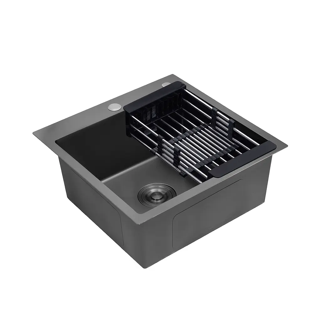 Кухонна мийка Kroner KRP Schwarze - 5050HM PVD (3,0/1,0 мм) CV022793, Чорний - фото 4